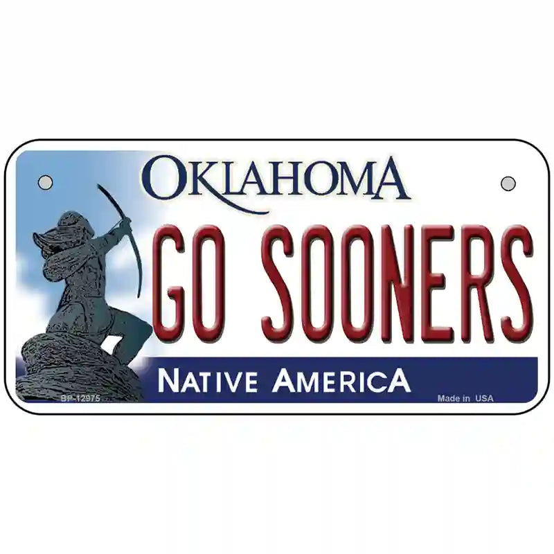 Go Sooners Novelty Metal License Plate 6" x 3" (BP)