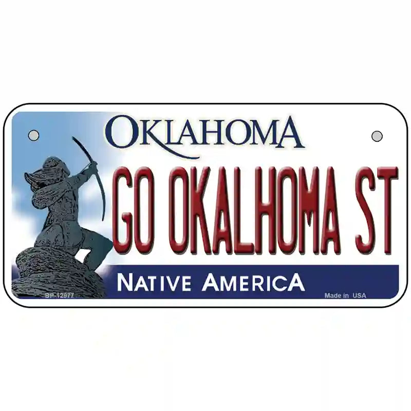 Go Oklahoma State Novelty Metal License Plate 6" x 3" (BP)