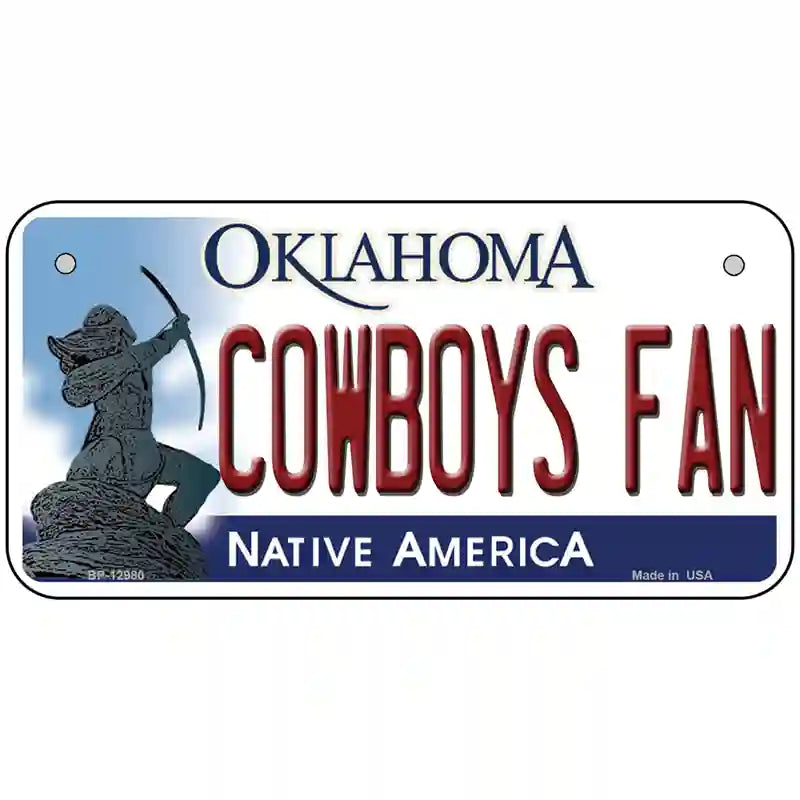 Cowboys Fan Novelty Metal License Plate 6" x 3" (BP)