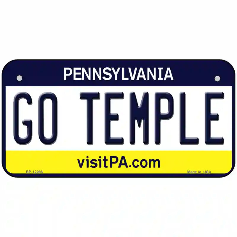 Go Temple Novelty Metal License Plate 6" x 3" (BP)