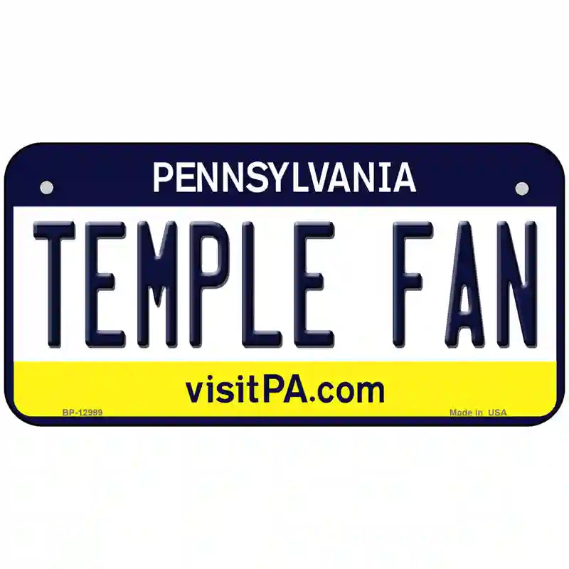 Temple Fan Novelty Metal License Plate 6" x 3" (BP)