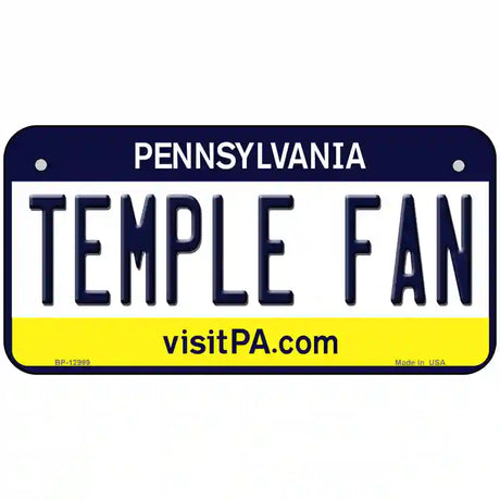 Temple Fan Novelty Metal License Plate 6" x 3" (BP)