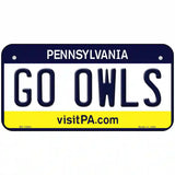 Go Owls Novelty Metal License Plate 6" x 3" (BP)