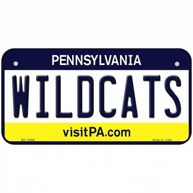 Wildcats Pennsylvania Novelty Metal License Plate 6" x 3" (BP)