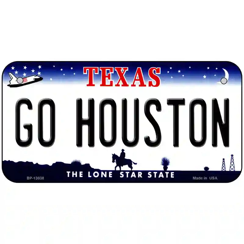 Go Houston Novelty Metal License Plate 6" x 3" (BP)