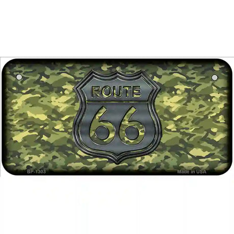 Route 66 Camouflage Novelty Metal License Plate 6" x 3" (BP)