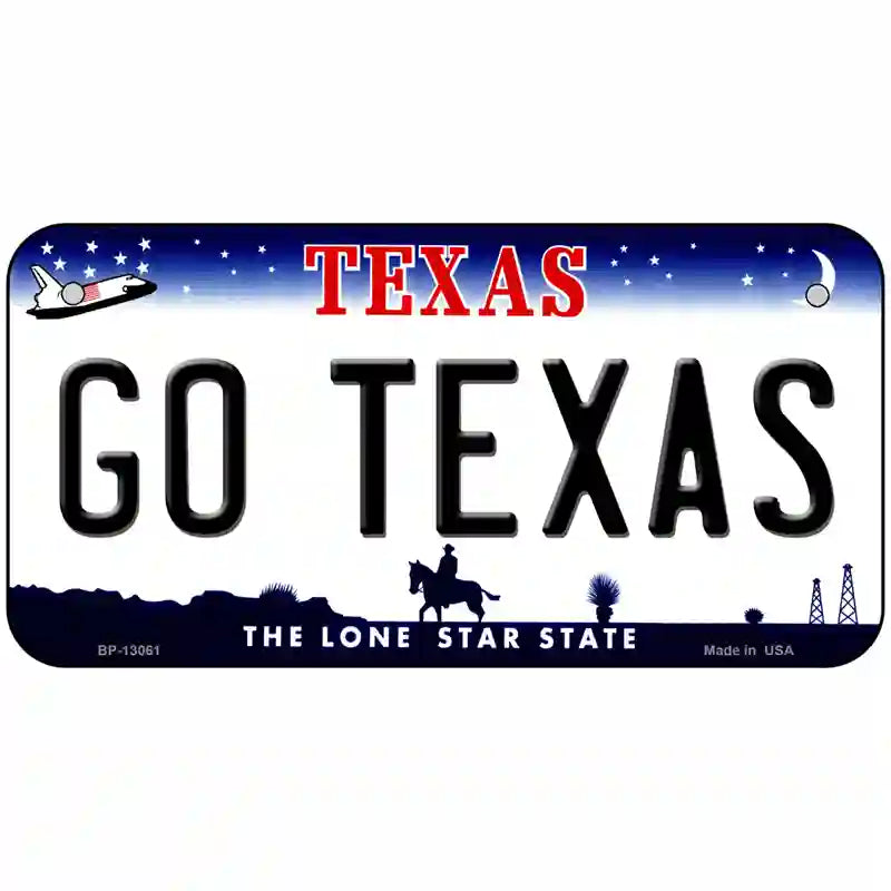 Go Texas Novelty Metal License Plate 6" x 3" (BP)