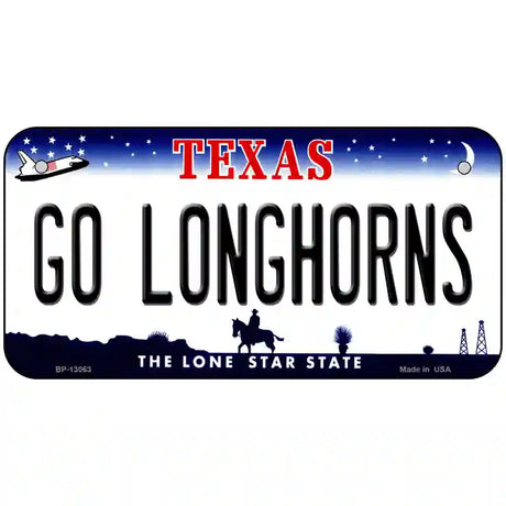 Go Longhorns Novelty Metal License Plate 6" x 3" (BP)