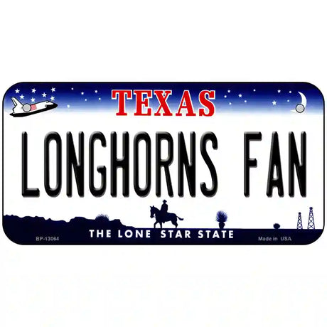 Longhorns Fan Novelty Metal License Plate 6" x 3" (BP)