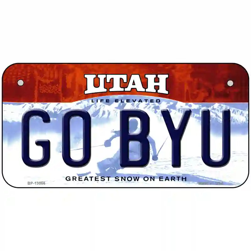 Go BYU Novelty Metal License Plate 6" x 3" (BP)