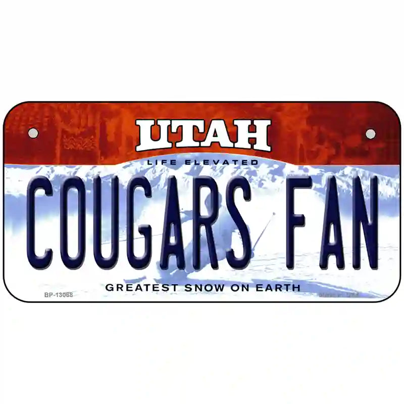 Cougars Fan BYU Novelty Metal License Plate 6" x 3" (BP)