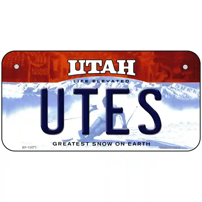 Utes Novelty Metal License Plate 6" x 3" (BP)