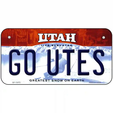 Go Utes Novelty Metal License Plate 6" x 3" (BP)