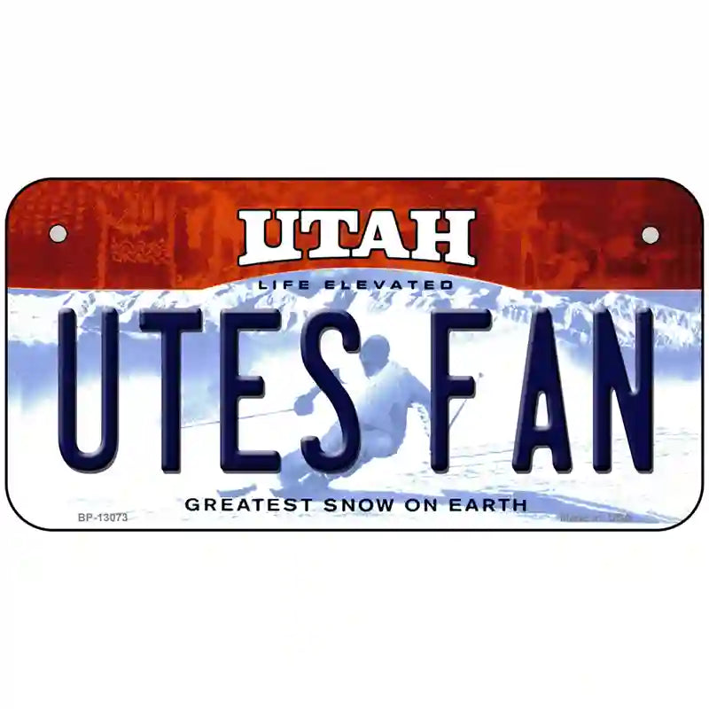 Utes Fan Novelty Metal License Plate 6" x 3" (BP)