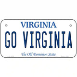 Go Virginia Novelty Metal License Plate 6" x 3" (BP)