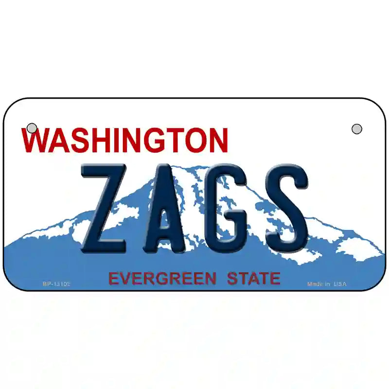 Zags Novelty Metal License Plate 6" x 3" (BP)