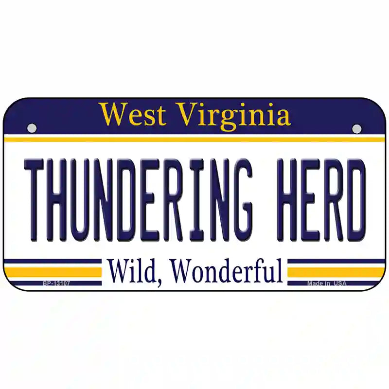 Thundering Herd Novelty Metal License Plate 6" x 3" (BP)