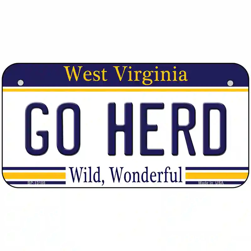 Go Herd Novelty Metal License Plate 6" x 3" (BP)