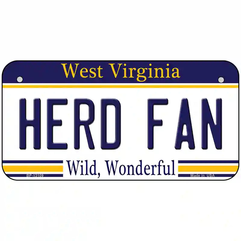 Herd Fan Novelty Metal License Plate 6" x 3" (BP)