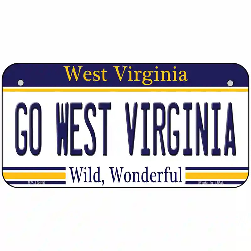 Go West Virginia Novelty Metal License Plate 6" x 3" (BP)