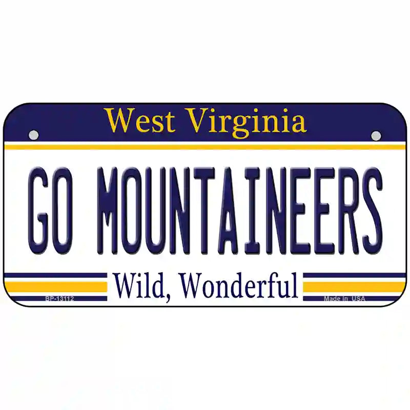 Go Mountaineers Novelty Metal License Plate 6" x 3" (BP)