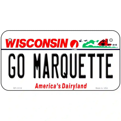 Go Marquette Novelty Metal License Plate 6" x 3" (BP)