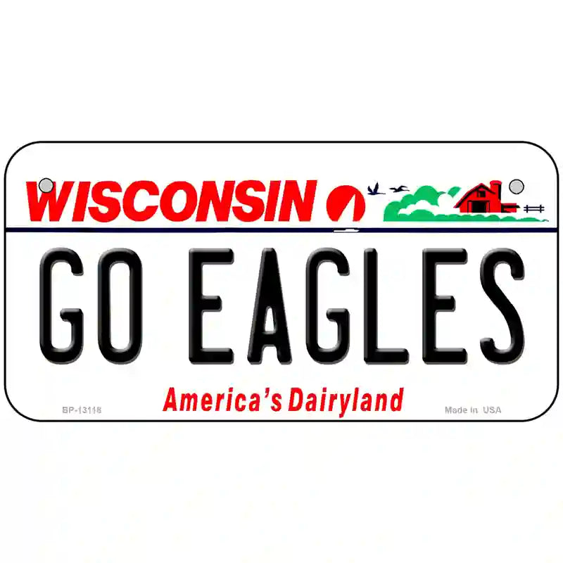 Go Eagles Wisconsin Novelty Metal License Plate 6" x 3" (BP)