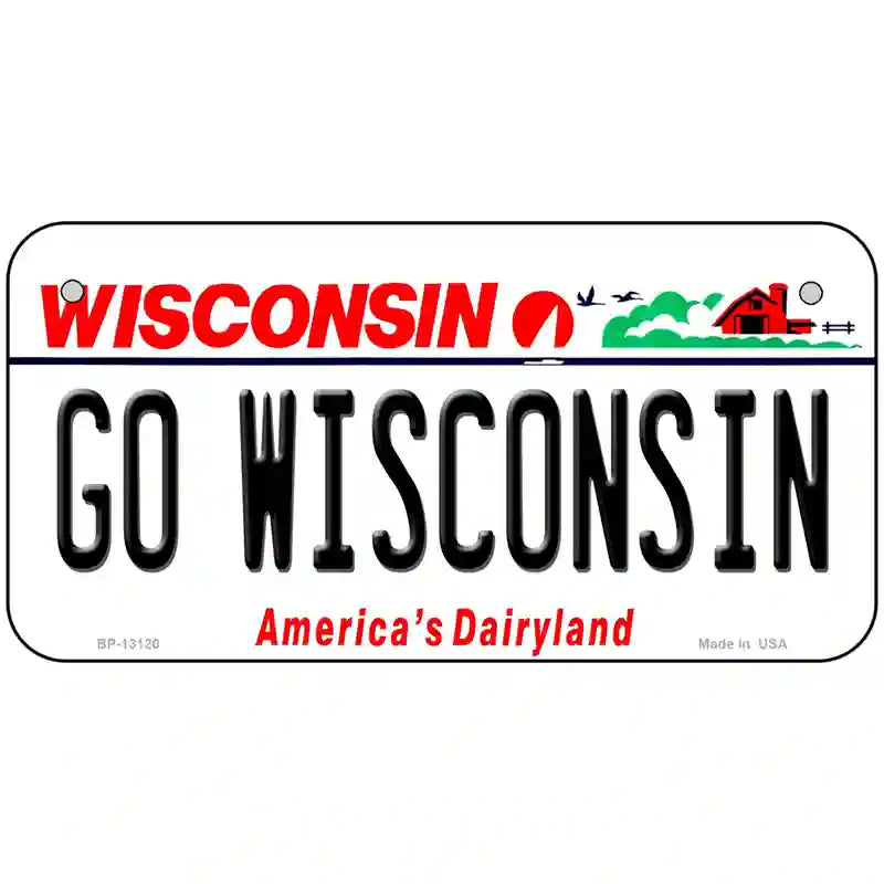 Go Wisconsin Novelty Metal License Plate 6" x 3" (BP)