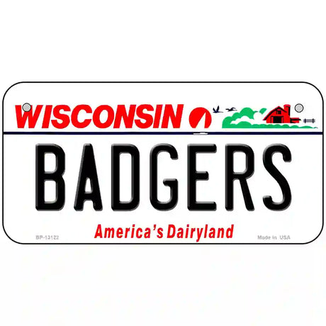 Badgers Novelty Metal License Plate 6" x 3" (BP)