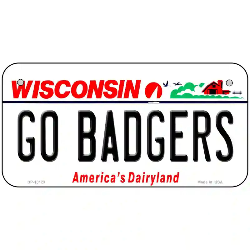 Go Badgers Novelty Metal License Plate 6" x 3" (BP)