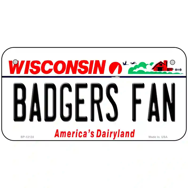 Badgers Fan Novelty Metal License Plate 6" x 3" (BP)