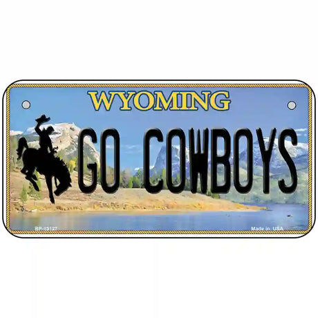 Go Cowboys Wyoming Novelty Metal License Plate 6" x 3" (BP)