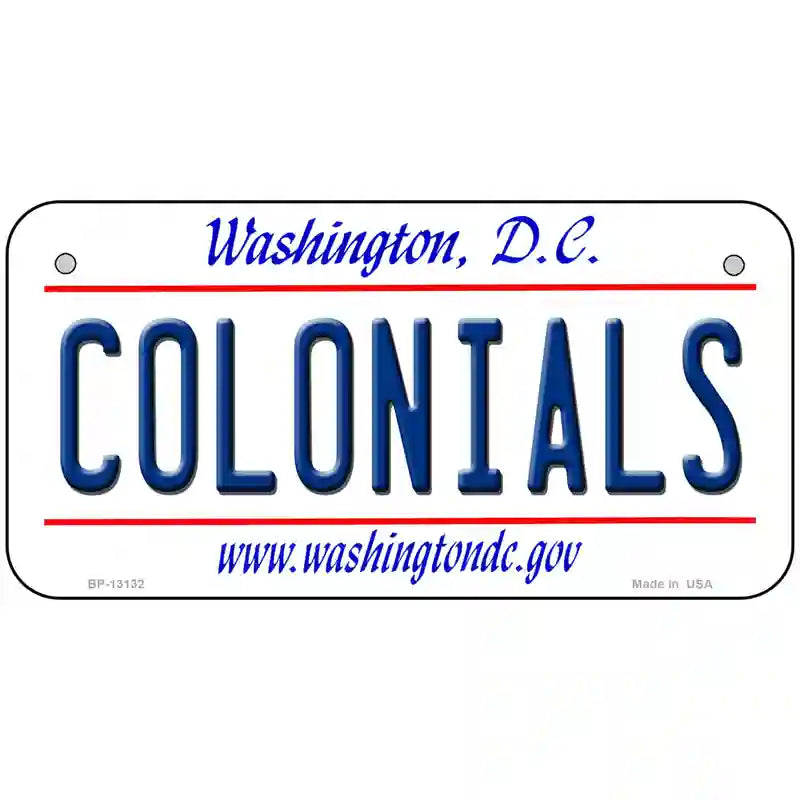 Colonials Novelty Metal License Plate 6" x 3" (BP)