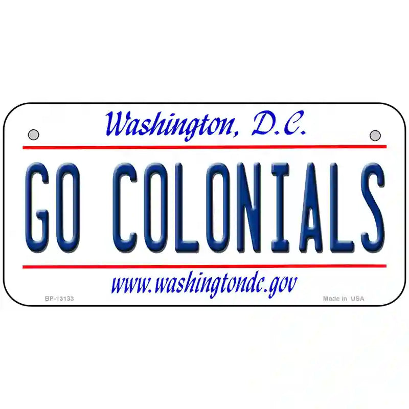 Go Colonials Novelty Metal License Plate 6" x 3" (BP)