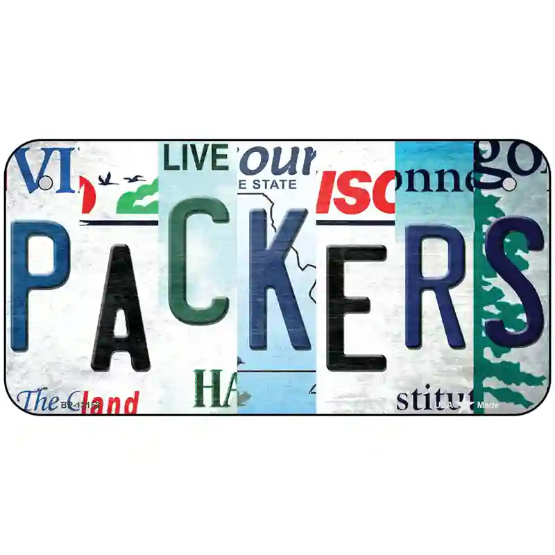 Packers Strip Art Novelty Metal License Plate Tag 6" x 3" (BP)