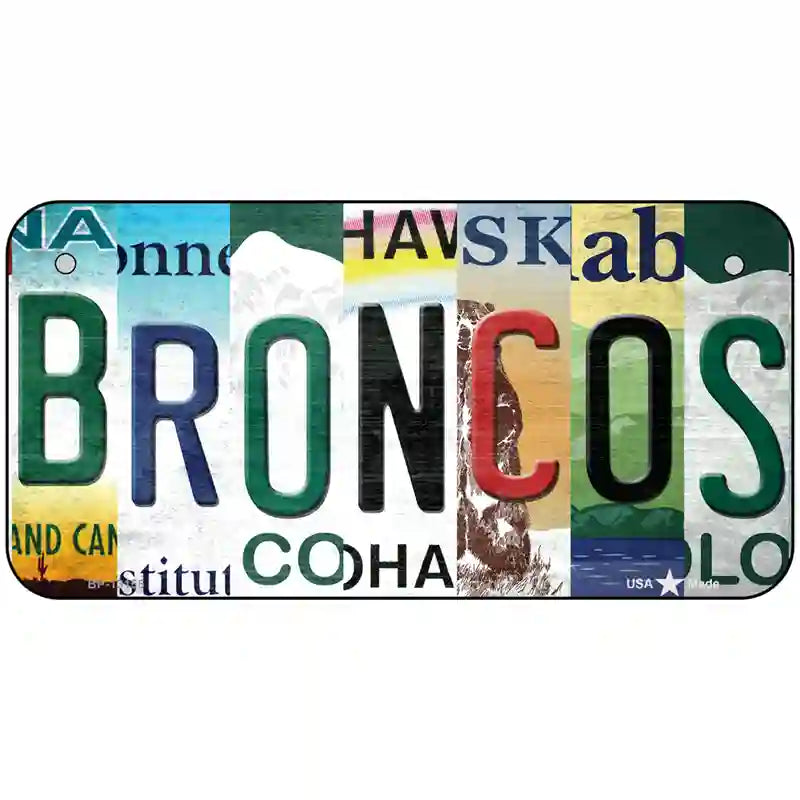 Broncos Strip Art Novelty Metal License Plate Tag 6" x 3" (BP)