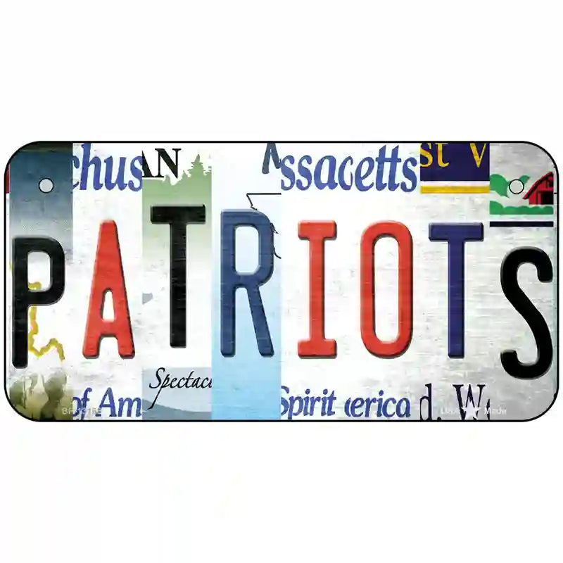 Patriots Strip Art Novelty Metal License Plate Tag 6" x 3" (BP)