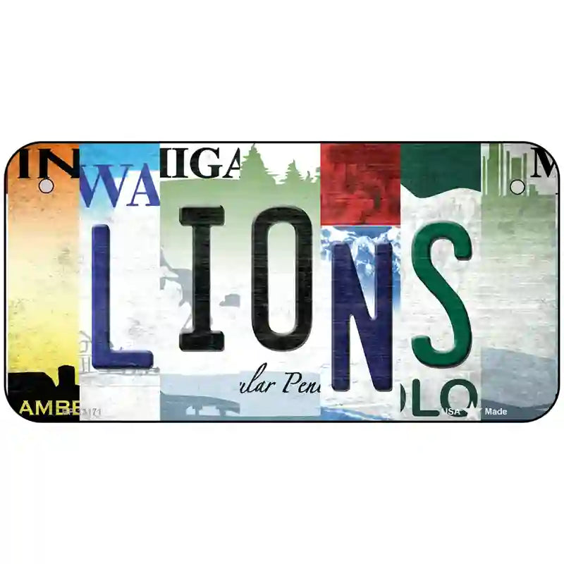 Lions Strip Art Novelty Metal License Plate Tag 6" x 3" (BP)