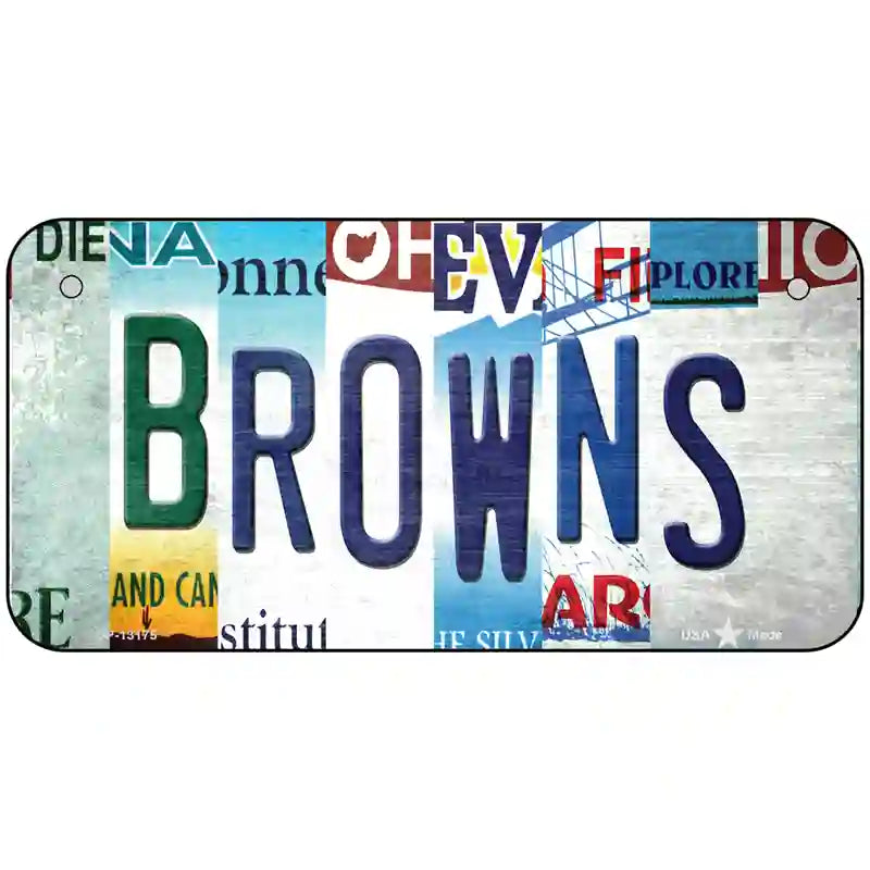 Browns Strip Art Novelty Metal License Plate Tag 6" x 3" (BP)