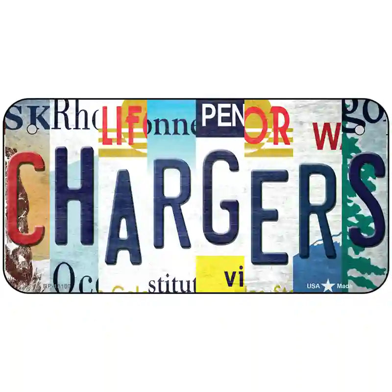 Chargers Strip Art Novelty Metal License Plate Tag 6" x 3" (BP)