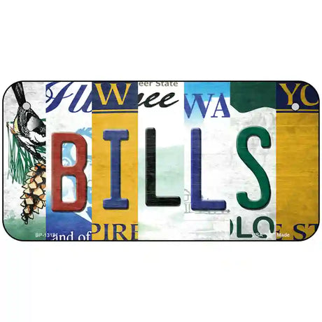 Bills Strip Art Novelty Metal License Plate Tag 6" x 3" (BP)