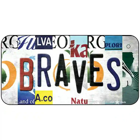 Braves Strip Art Novelty Metal License Plate Tag 6" x 3" (BP)