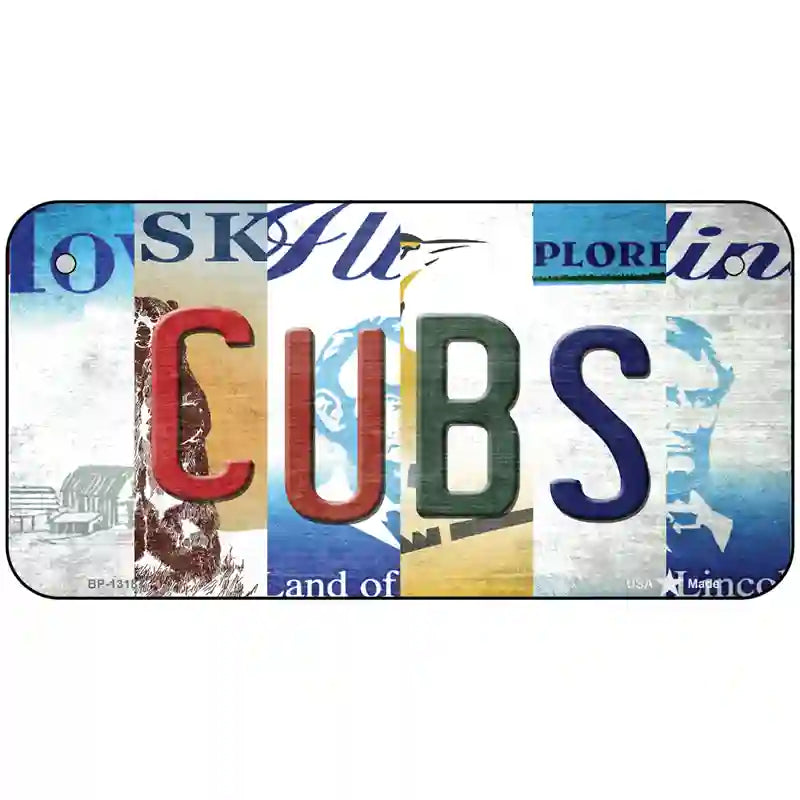 Cubs Strip Art Novelty Metal License Plate Tag 6" x 3" (BP)