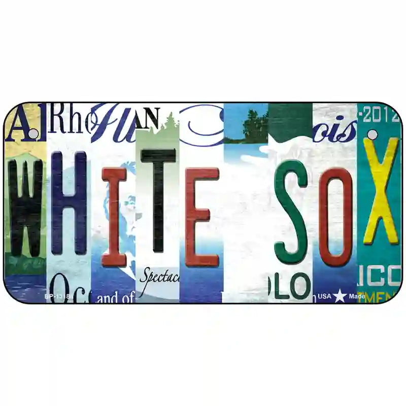 White Sox Strip Art Novelty Metal License Plate Tag 6" x 3" (BP)