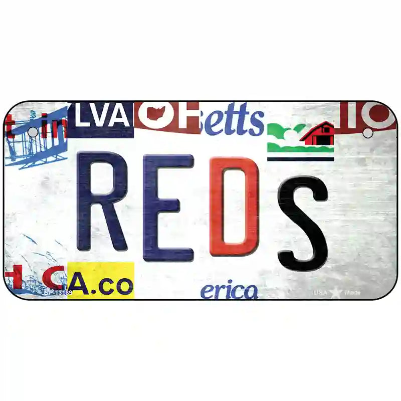 Reds Strip Art Novelty Metal License Plate Tag 6" x 3" (BP)