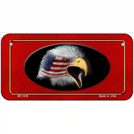 American Flag Eagle Red Novelty Metal License Plate 6" x 3" (BP)