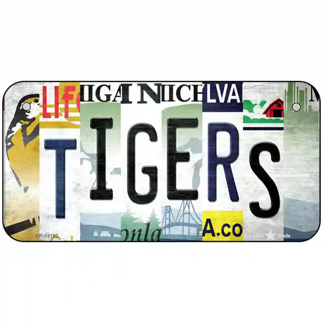 Tigers Strip Art Novelty Metal License Plate Tag 6" x 3" (BP)