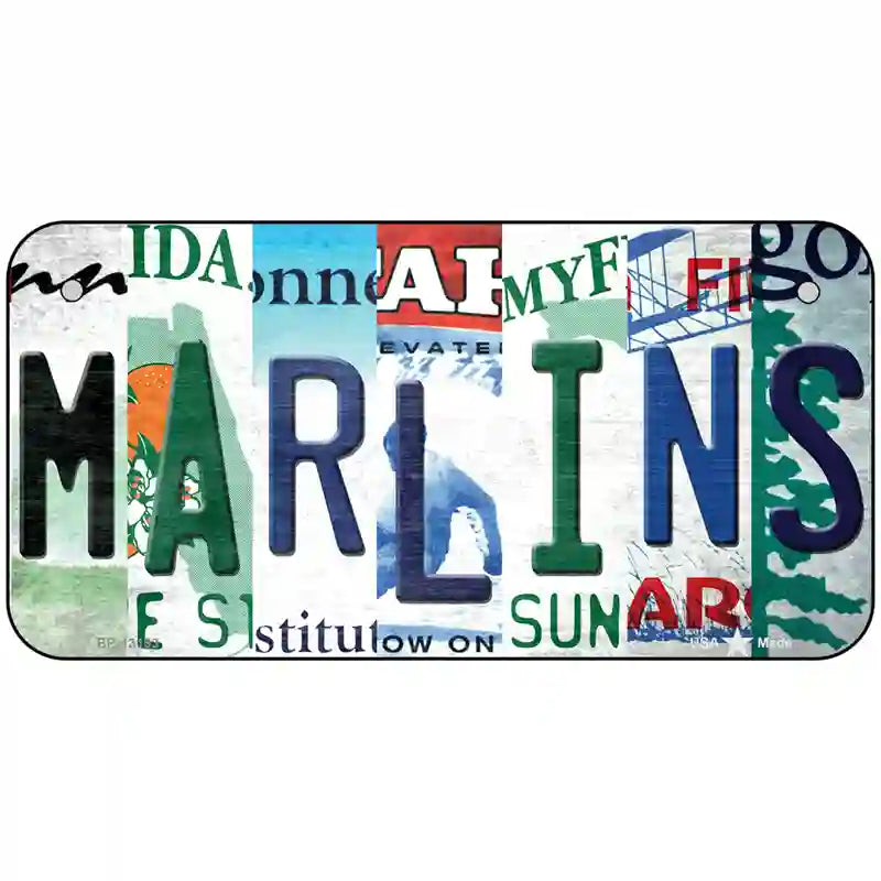 Marlins Strip Art Novelty Metal License Plate Tag 6" x 3" (BP)