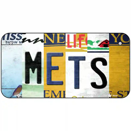 Mets Strip Art Novelty Metal License Plate Tag 6" x 3" (BP)