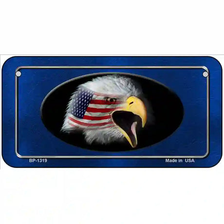 American Flag Eagle Blue Novelty Metal License Plate 6" x 3" (BP)